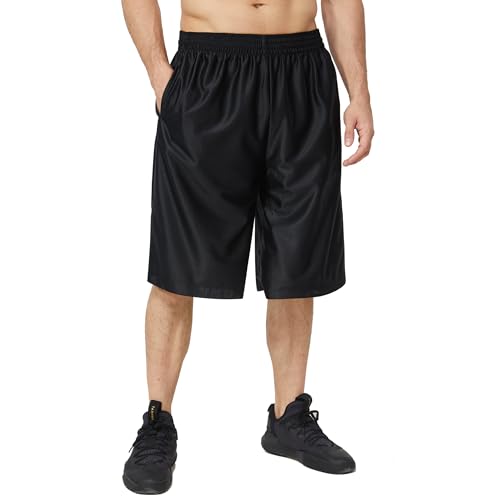 Men's Quick-Dry Athletic Shorts - Mesh-Lined, Pocketed, Over-Knee with 11
