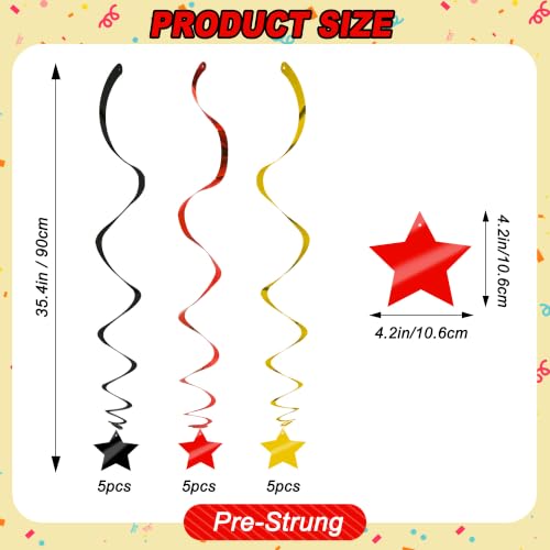 Image of BEISHID Black Red Gold Stars Hanging Swirls Pre-Strung Stars Hanging Decorations for Wedding Baby Shower Cartoon Birthday Graduation Decorations Supplies,Pack of 15