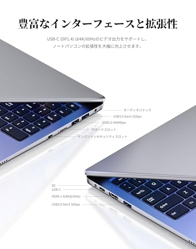 undefined ノートパソコン 16GBメモリ+512GB SSD 【AMD Ryzen 5 3550H 最大3.7GHz N150より速い】ノートパソコン 16インチ 1920×1200 IPS液晶 Windows 11 Pro、ノートPC USB3.0+Type-C+高速放熱+静音 デスクトップpc WIFI5/BT5.0/HDMI/TFカード対応/テンキー付き/日本語キーボードカバー の商品画像 4