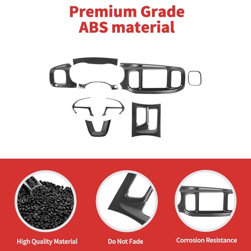 SQQP 9Pcs Interior Trim Kit Cover Fit for Dodge Charger 2015-2026+, Dashboard Cover Gear Shift Pane Cover(Carbon Fiber) by SQQP - Used condition - Image 4