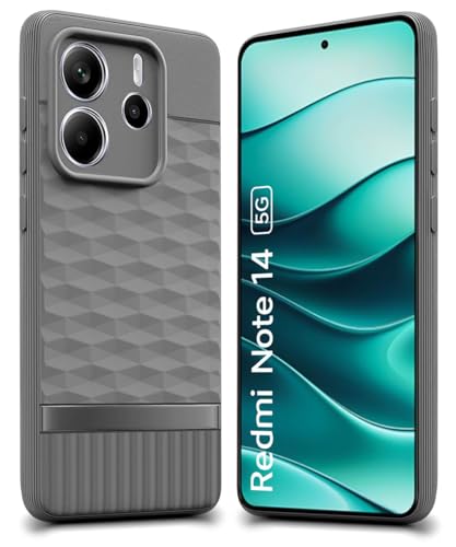 Image of WOW IMAGINE Back Cover for Redmi Note 14 SE 5G | Redmi Note 14 5G with Hexa Cube Design | Ultra Slim Soft | Inner Velvet Fabric | Matte Silicone Flexible Mobile Case | Camera Protection - Grey