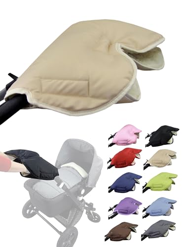 BAMBINIWELT Handmuff mit Lammwolle – warmer Handwärmer für Kinderwagen, Buggy & Radanhänger – wasserfest, winddicht & waschbar – Universalgröße, ideal für...