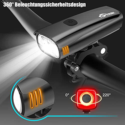Fahrradbeleuchtung Toptrek LED Set mit IPX5 Wasserschutz