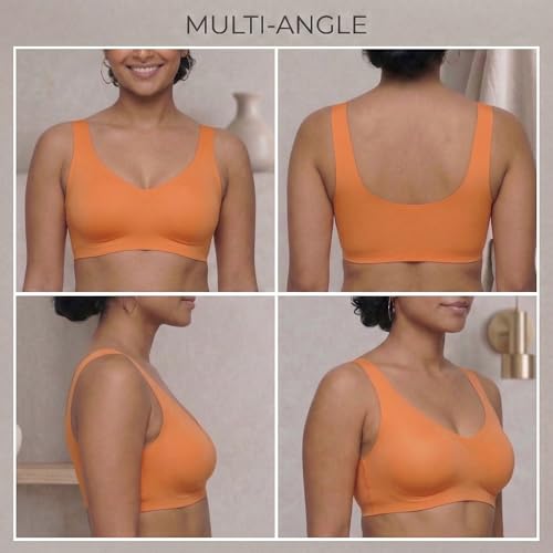 Image of UnderFlex Seamless Sports Ice Silk Bra for Women Wireless Breathable Summer Invisible No-Line T-Shirt Bra Soft Padded Everyday Comfort Bra Lightweight Stretch Gather Support Lingerie
