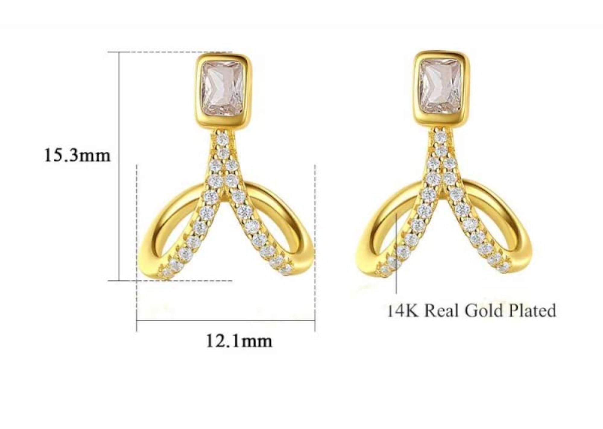 Silver Plated Curvy CZ Stud Earrings Set