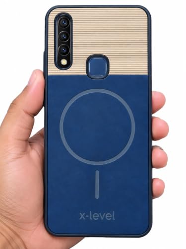 Image of Bintage Mac Safe Design Hard Slim Back Case | Soft Border Camera Protect | Dual PU Leather Finish Back Cover Compatible for Vivo Y12 / Y15 / Y17 / U10 - Royal Blue