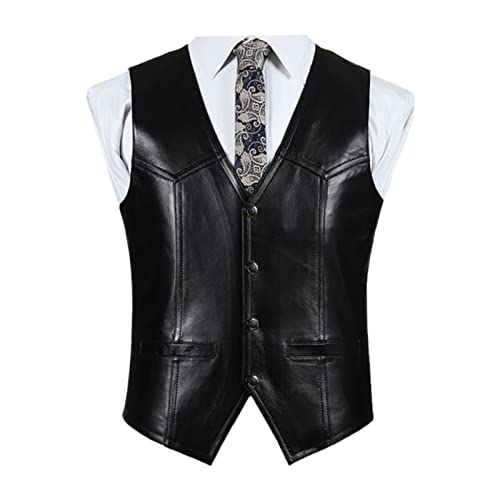 Gilet en cuir homme en véritable peau de mouton pour costume élégant