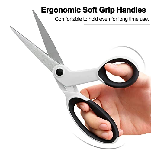 Premium Tailor Sewing Scissors Bundle, 8.1" Heavy Duty Sharp Fabric Scissors, 5.1"/4" Detail Embroidery Scissors, 5" Thread Snips With Comfort Grip, Grayish White #TOP7