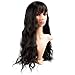 N&T Nicole and Tulip N&T Long Wavy Wig With Air Bangs Synthetic Hair Wigs for Women Natural Looking Heat Resistant Natural Black Color 26 inches
