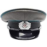Original East German NVA Army Visor Cap Military Peaked hat Germany Officer Issue (Small (EU 56, US 7)) Grey