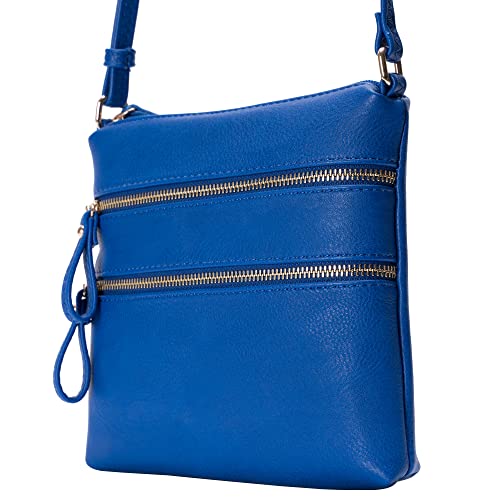 Image of Solene Small Multi Zipper Pocket Crossbody Bag with Adjustable Strap, Lightweight Travel Purse, Daily Small Messenger Pouch