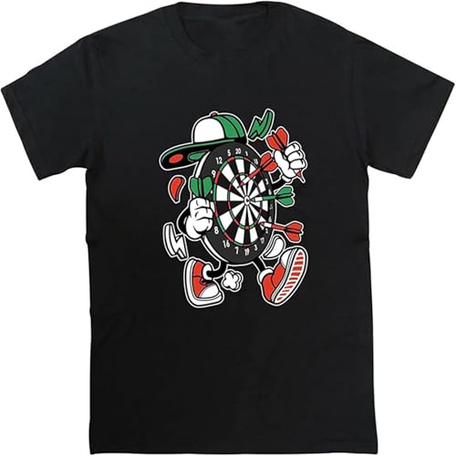 Darts T Shirt Top Tee Funny Cartoon Great Gift Sports Fans Mens 100% Cotton Black M