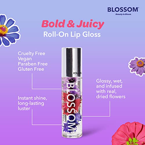 Blossom Scented Roll On Lip Gloss, Infused With Real Flowers, Made In Usa, 0.20 Fl. Oz./5.9Ml, Bubble Gum #TOP6