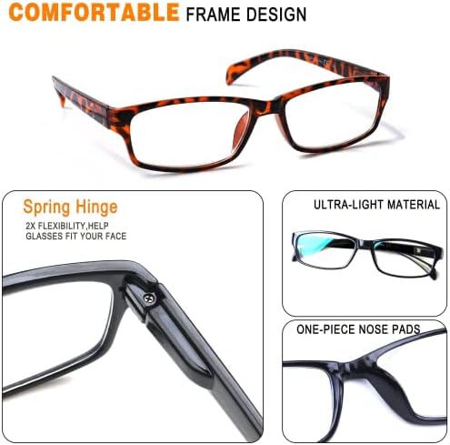 JOSCHOO Computer Reading Glasses for Women and Men 6 Pack Blue Light Blocking Spring Hinge Readers (5 mix-2, 1.50, x) — view 2