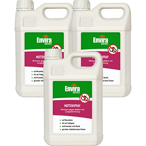 Preisvergleich Produktbild Envira Motten-Spray 3X 5 Liter - Mittel gegen Motten, Kleidermotten, Lebensmittelmotten - Mottenschutz mit Langzeitwirkung - Mottenfalle Alternative, Geruchlos