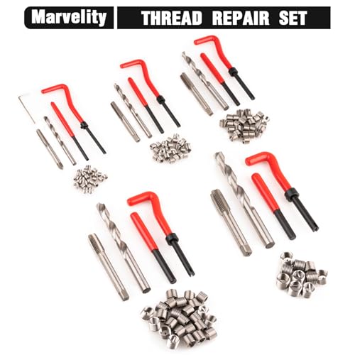 Marvelity Premium 131-Piece Metric Helicoil Thread Repair Kit, Comprehensive HSS Drills, Inserts, Taps, and Tools for M5, M6, M8, M10, M12, Ideal for Automotive and Engine Repairs by Marvelity - Image 2