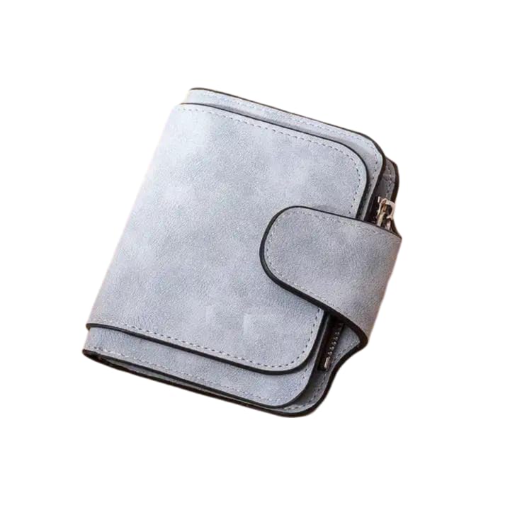 Women Matte Wallet Fashion Short PU Leather Frosted Purse Ladies Coin Purses Money Bag Card Holder for Girls-Grey Color-image-39