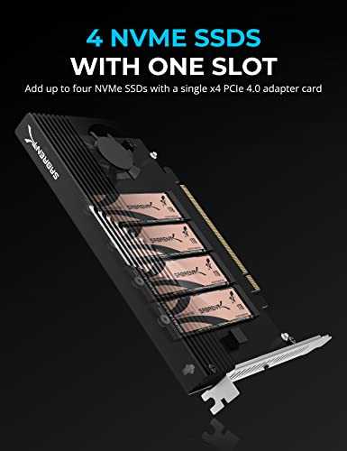 SABRENT 4-Drive NVMe SSD to PCIe 4.0 X 16 Adapter Card with Active Cooling [EC-P4BF]