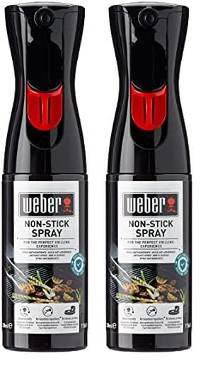 Weber Non-Stick Spray 200ml, Antifhaftspray für Grillrost, Nebelspray mit großem Sprühbereich, 100% auf natürlichen Inhaltsstoffen, zum Einfetten des Grillrostes (17685) (Packung mit 2)