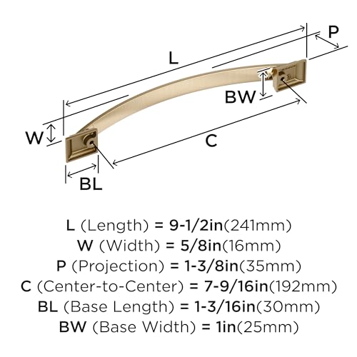 Image of Amerock Candler 7-9 /16 inch (192mm) Center-to-Center Golden Champagne Cabinet Pull, BP29350BBZ