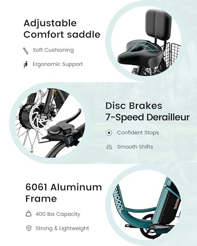 Image of MOONCOOL Electric Tricycle for Adults, 20 inch x 4 inch Fat Tire Electric Trike, 48V 500W 3 Wheel Electric Bike, 7 Speed E Trikes for Adults with Removable Battery, Aluminum Frame & Large Basket