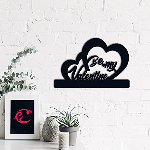 Image of eCraftIndia Be My Valentine Love Heart Wooden Wall Decor for Living Room Bedroom Home Wall Decor Items Wall Art for Home Decor Valentine Gift for Girlfriend Boyfriend Husband Wife Valentine Decoration