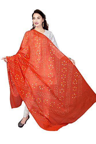 RANI SAAHIBA Women's Cotton Dupatta, Orange, One Size