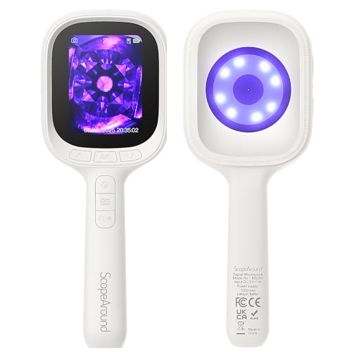 ScopeAround Digital Microscope, Autofocus Handheld Microscope, Magnifier with 2.8" IPS Screen and LEDs, Portable Magnifying Glass, Compatible with Mac/Windows