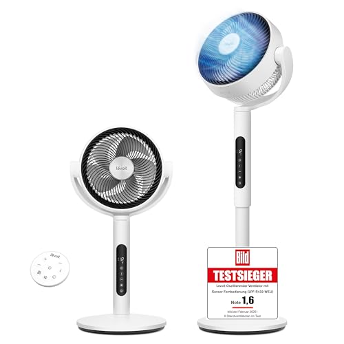 Levoit DC Motor Standventilator, 20dB leiser Ventilator, 30m...