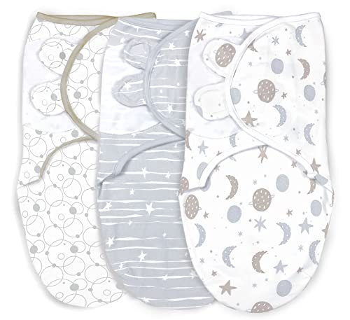 Image of 100% Organic Cotton Swaddle Blanket Baby Girl Boy Infant Sleep Sack Wrap, Adjustable Infant Swaddle Wrap Newborn Babies Small 0-3 Months. (Galaxy 3 Pk)