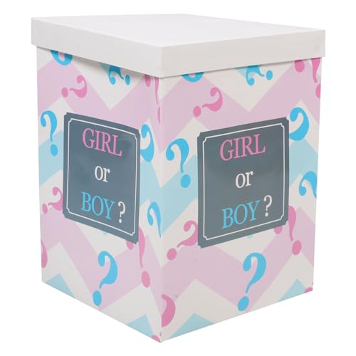 NUOBESTY Gender Reveal Balloon Box Baby Shower Girl or Boy Balloon Paper Box Surprise Gender Reveal Party Decorations 40x30x30 Cm