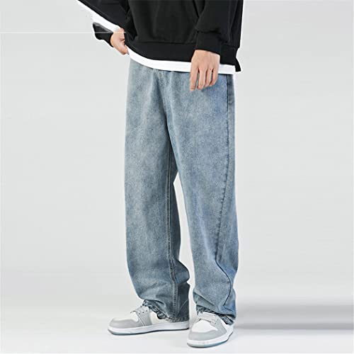 Jean ample homme hip-hop en denim bleu coupe ample confortable