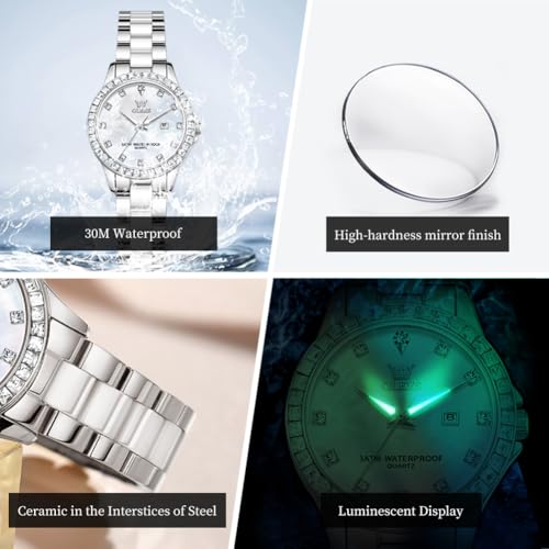 Image of OLEVS Women Automatic Sports Watch Original Skeleton Mechanical Self Winding Luxury Dress Sapphire Crystal Waterproof Wrist Watch for Women