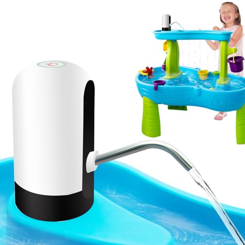 Infowush Powerful Water Table Pump, Battery Powered Water Pump for Water Table 3 Hours Non-Stop Fun Portable Summer Outdoor Sand/Water Table Toys Water Play Table Accessories for Toddlers Kids（White）