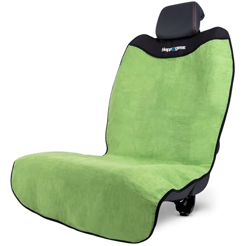 HAPPEGEAR Happeseat Waterproof Car Seat Cover & Protector – Universal Fit Car Seat Towel Cover – Non-Slip Backing, Easy Install & Storage, Machine Washable, Fits Front & Back, Green