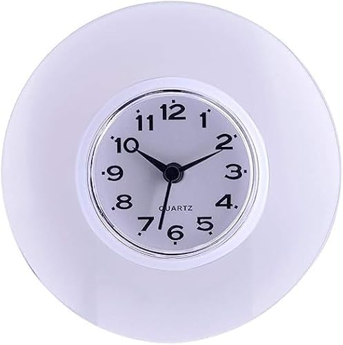 YUMILI Reloj de Pared, Mini Reloj de Pared con succión de Espejo Lindo, Reloj de Cuarzo, Relojes de Cuarzo Impermeables para Ducha, decoración para baño, Cocina, Dormitorio, 6 Colores(Blanco)