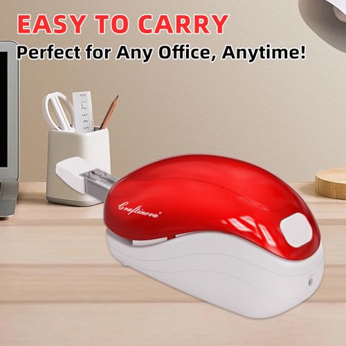 Image of Electric Stapler-Red,Including 2000 Staples and 1 Staple Remover, Suitable for Palm Size and high Comfort，25 Sheet Capacity, AC Adapter or Battery Powered，Battery not Included