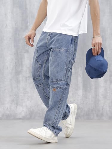 Image of WROGN Men's Loose Fit Jeans | Mid Rise | Jeans for Man