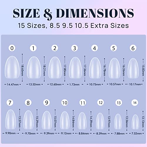 Ejiubas Extra Short Almond Nail Tips Solid Nail Glue #TOP7