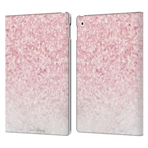 Étui portefeuille iPad 10.2 chic en cuir marbre rose et or pailleté par Nature Magick