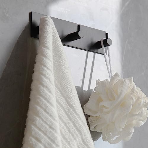 Image of Self Adhesive Towel Hooks for Bathrooms Stick on Wall hooks 3 Coat hooks