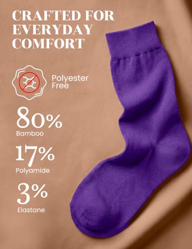 Image of Hugh Ugoli Womens Thin Soft Bamboo Dress Socks, Business, Crew, 3-6 Pairs