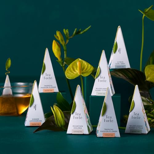 Tea Forte Demoiselle Premium Tea Petite Präsentationsbox, Tee-Proben-Geschenkset, 10 Stück, 1 von jeder Sorte, einzeln verpackt, handgefertigt, Pyramiden-Ei