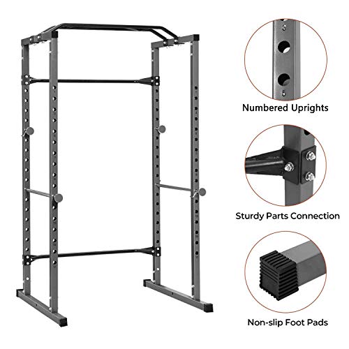Kicode Power Squat Rack, Heavy Duty Multi-Function Power Cage Rack, Home Gym Exercise Bench Press Weightlifting Workout Station, Weight Capacity 1000 Pounds