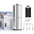 Purewell 1.0 Gallon Portable Gravity Water Filter System, 4-Stage 0.01?m Ultra-Filtration Countertop System with Water Level Window and Stand, Reduce Fluoride & Chlorine, for Camping, RVing (PW-1G-KF)