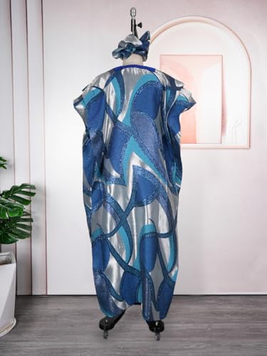 Image of HD African Print Dress for Woman Embroidery Pattern Maxi Dress