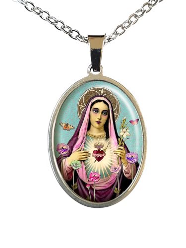 Bronze-N-roses Collier La vierge Marie aux fleurs