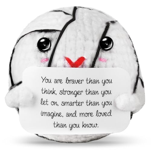 ZLSPTK Positive Crochet Animals Volleyball Emotional Support Plush Crochet Funny Gift for Women Friends Birthday Emotional Support Doll Knitting Toy Motivational Crochet Accessories Desk Room Decor