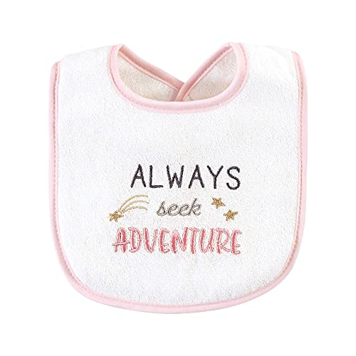 Image of Hudson Baby Unisex Baby Cotton Terry Drooler Bibs with Fiber Filling, Pink Girl Woodland, One Size
