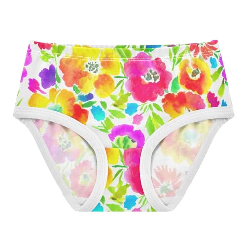 Cotton Toddlers Underwear Floral Vibrant Watercolor Flowers Pink Girl Panties Cute Funny Kids Briefs Undies 2t